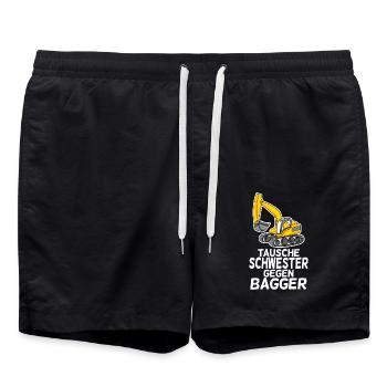 Tausche Schwester gegen Bagger - Badeshorts - Schwarz - Vorne - AI Model Male 185 light (185cm)