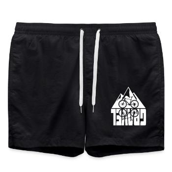 Gravel Bike Berge Spiegelung Fahrrad Motiv - Badeshorts - Schwarz - Vorne - AI Model Male 185 light (185cm)
