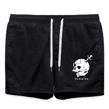 Crâne avec poignard et citation d’Hamlet - Short de bain - noir - Devant - AI Model Male 185 light (185cm)