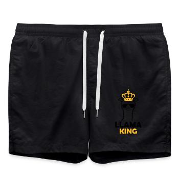Llama King lustig Chef - Badeshorts - Schwarz - Vorne - AI Model Male 185 light (185cm)