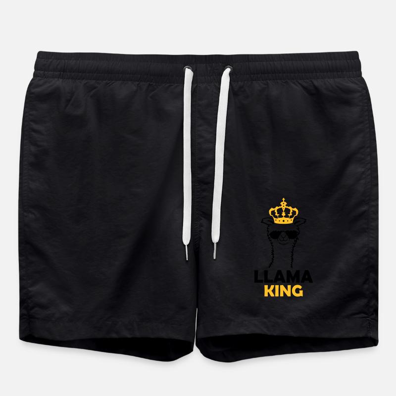 Llama King funny boss - Swim Trunks - black