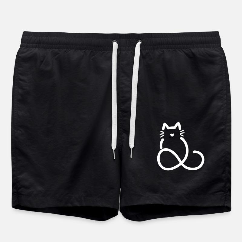 unendliche Liebe Herzform Katze - Badeshorts - Schwarz