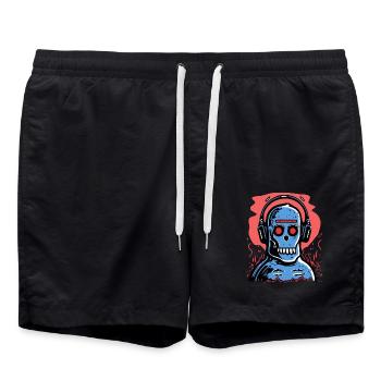 Singe zombie avec des écouteurs bleus - Short de bain - noir - Devant - AI Model Male 185 light (185cm)