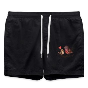 Parents et bébé oiseau - Short de bain - noir - Devant - AI Model Male 185 light (185cm)