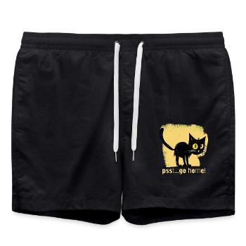 Rentre chez toi! Chat de dessin animé vintage - Short de bain - noir - Devant - AI Model Male 185 light (185cm)