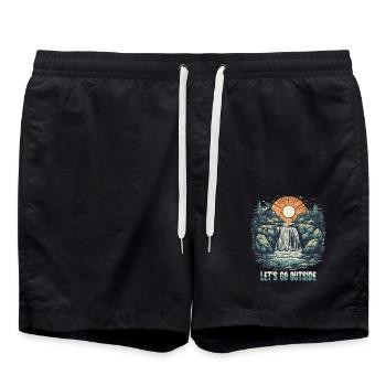 Sortons : nature en plein air et randonnée - Short de bain - noir - Devant - AI Model Male 185 light (185cm)