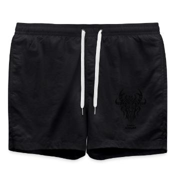 Tribal symbol Austria: Krampus - Swim Trunks - black - Front - AI Model Male 185 light (185cm)
