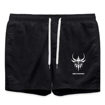 symbol: Dark helmet of the realm of desolation - Swim Trunks - black - Front - AI Model Male 185 light (185cm)