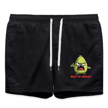 What's your problem? – Angry Cartoon Avocado - Swim Trunks - black - Front - AI Model Male 185 light (185cm)