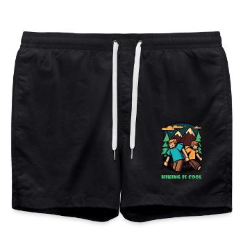 Wir lieben Wandern – Wandern ist cool - Badeshorts - Schwarz - Vorne - AI Model Male 185 light (185cm)