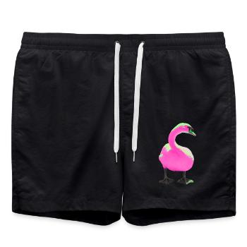 Schwan - Badeshorts - Schwarz - Vorne - AI Model Male 185 light (185cm)