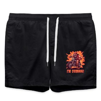 Angry biker arrives - Swim Trunks - black - Front - AI Model Male 185 light (185cm)