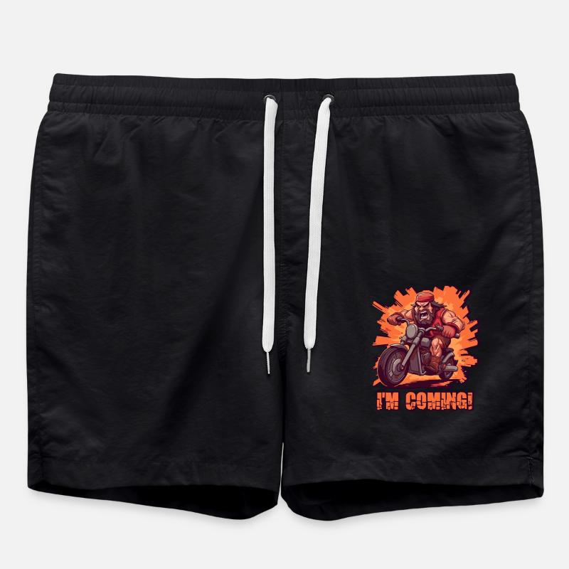 Angry biker arrives - Swim Trunks - black