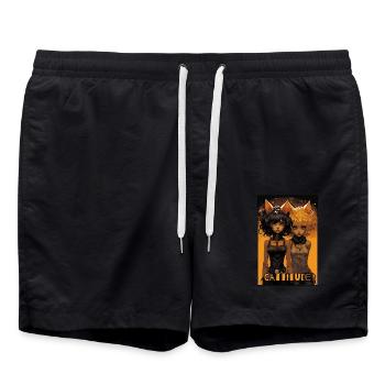 Cattitude: Two Cat Girls - Swim Trunks - black - Front - AI Model Male 185 light (185cm)