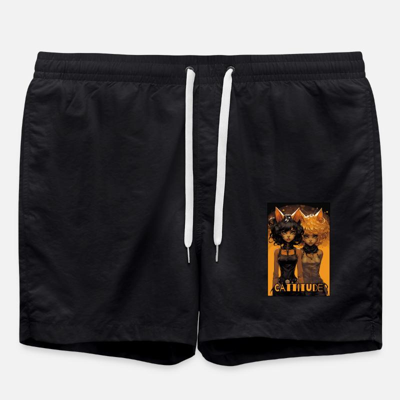 Cattitude : Deux filles chats - Short de bain - noir