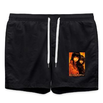 Rebels in Style: Anime Girl - Swim Trunks - black - Front - AI Model Male 185 light (185cm)