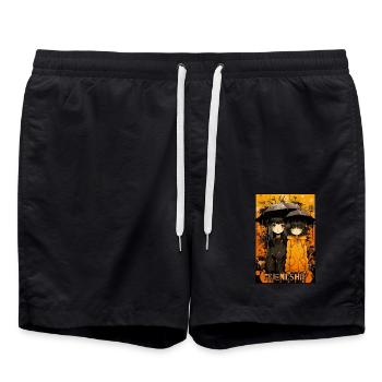 Friendship under the umbrella anime girl - Swim Trunks - black - Front - AI Model Male 185 light (185cm)