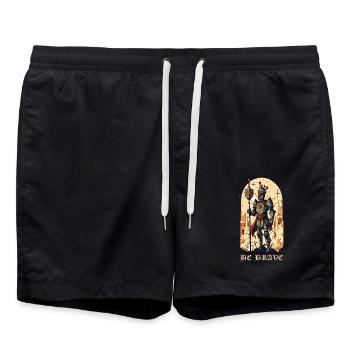 Soyez courageux – Chevalier médiéval - Short de bain - noir - Devant - AI Model Male 185 light (185cm)