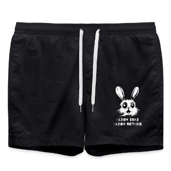Ich weiß, dass ich nichts weiß - Ein weiser Hase - Badeshorts - Schwarz - Vorne - AI Model Male 185 light (185cm)