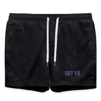Reingeguckt" Handspiel - Klassischer Got - Badeshorts - Schwarz - Vorne - AI Model Male 185 light (185cm)