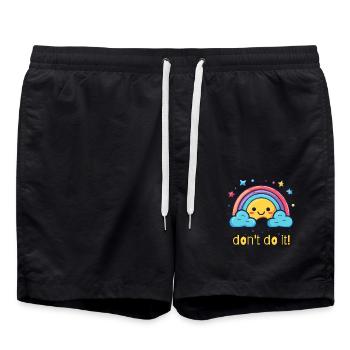 don't do it, happy rainbow - Swim Trunks - black - Front - AI Model Male 185 light (185cm)