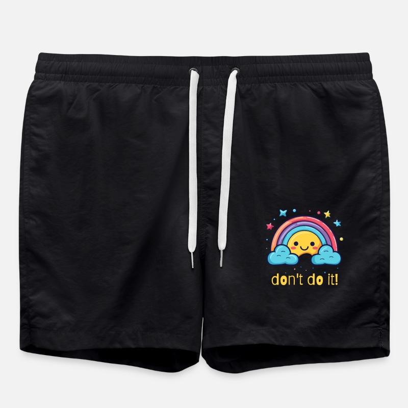 don't do it, happy rainbow - Swim Trunks - black