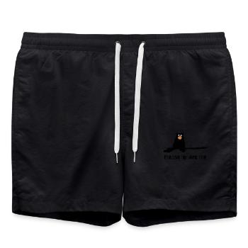 "Please Ignore Me": A Cute Bear - Swim Trunks - black - Front - AI Model Male 185 light (185cm)