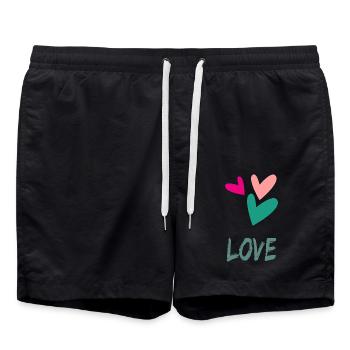 PAAR. GERADE VERHEIRATET. Junggesellinnenabschied. HEILIGER VALENTINSTAG. LIEBE - Badeshorts - Schwarz - Vorne - AI Model Male 185 light (185cm)