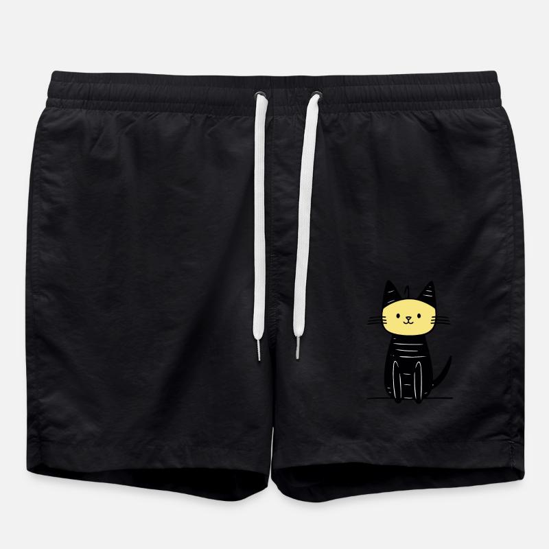 cute cat - Swim Trunks - black
