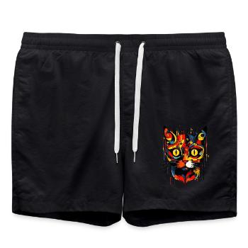 abstrakte Kunst Katze - Badeshorts - Schwarz - Vorne - AI Model Male 185 light (185cm)