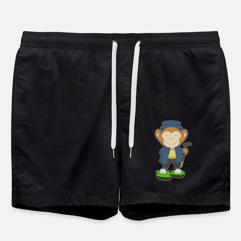 Monkey Pensioner Walking Stick - Swim Trunks - black