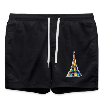 Eiffel tower #20 - Short de bain - noir - Devant - AI Model Male 185 light (185cm)