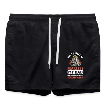 Feuerwehrmann Dad freiwillige Feuerwehr - Badeshorts - Schwarz - Vorne - AI Model Male 185 light (185cm)
