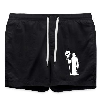 Unheimliches Gespenst Halloween Kürbis Laterne - Badeshorts - Schwarz - Vorne - AI Model Male 185 light (185cm)