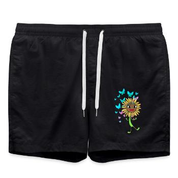 Printemps Tournesol Tournesols Papillons - Short de bain - noir - Devant - AI Model Male 185 light (185cm)