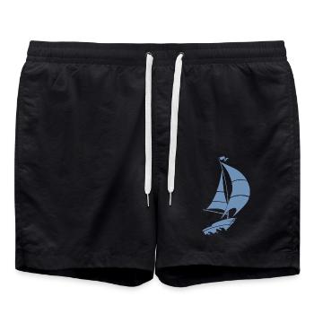 voilier voilier mer silhouette - Short de bain - noir - Devant - AI Model Male 185 light (185cm)