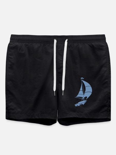 Segelboot Segelyacht Meer Silhouette - Badeshorts - Schwarz