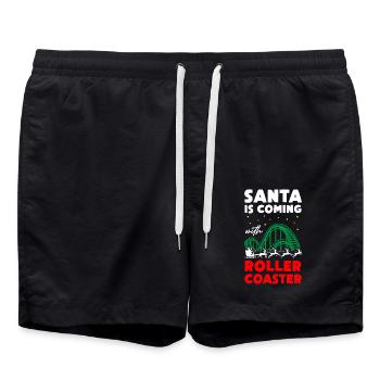 Santa is Coming with Roller Coaster - Badeshorts - Schwarz - Vorne - AI Model Male 185 light (185cm)