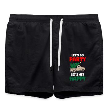 Lets Go Party Lets Get Happy Christmas - Swim Trunks - black - Front - AI Model Male 185 light (185cm)