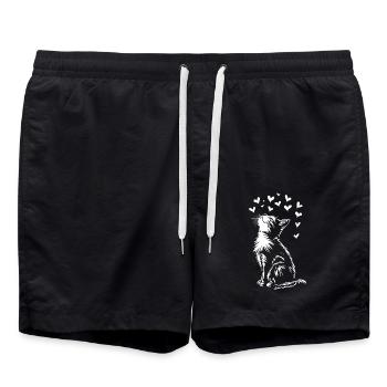 Cute Cat Hearts Cats - Swim Trunks - black - Front - AI Model Male 185 light (185cm)