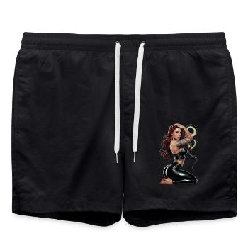 Tätowierte Rothaarige Frau mit Schlange - Badeshorts - Schwarz - Vorne - AI Model Male 185 light (185cm)