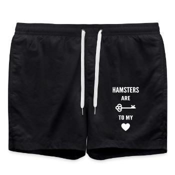 Hamsters are the key to my heart - Swim Trunks - black - Front - AI Model Male 185 light (185cm)