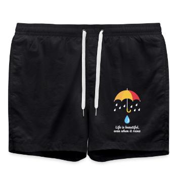 RAIN LIFE IS BEAUTIFUL - Swim Trunks - black - Front - AI Model Male 185 light (185cm)
