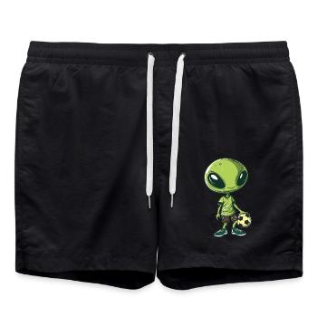 Fußballspielender Alien - Badeshorts - Schwarz - Vorne - AI Model Male 185 light (185cm)