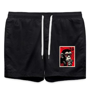 Cool monkey on postage stamp - Swim Trunks - black - Front - AI Model Male 185 light (185cm)