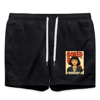 Bored : le nouveau faux magazine jeunesse - Short de bain - noir - Devant - AI Model Male 185 light (185cm)