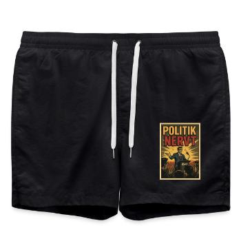 Satire Politiker Rede zum Thema Politik nervt - Badeshorts - Schwarz - Vorne - AI Model Male 185 light (185cm)