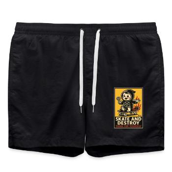 Skate and Destroy Skateboarder Baby auf Skateboard - Badeshorts - Schwarz - Vorne - AI Model Male 185 light (185cm)