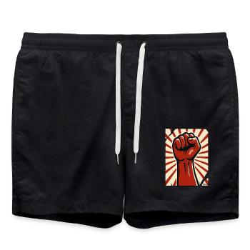 Poing Rouge – Puissance et Résistance - Short de bain - noir - Devant - AI Model Male 185 light (185cm)