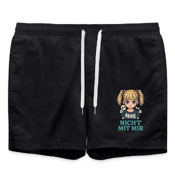 Not With Me – Angry Girl - Swim Trunks - black - Front - AI Model Male 185 light (185cm)
